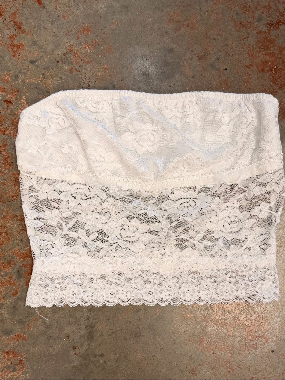 White Lace Strapless Bandeau Top